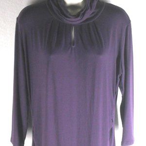 NEW YORK & CO top Rayon Knit Cowl Neck Ruched